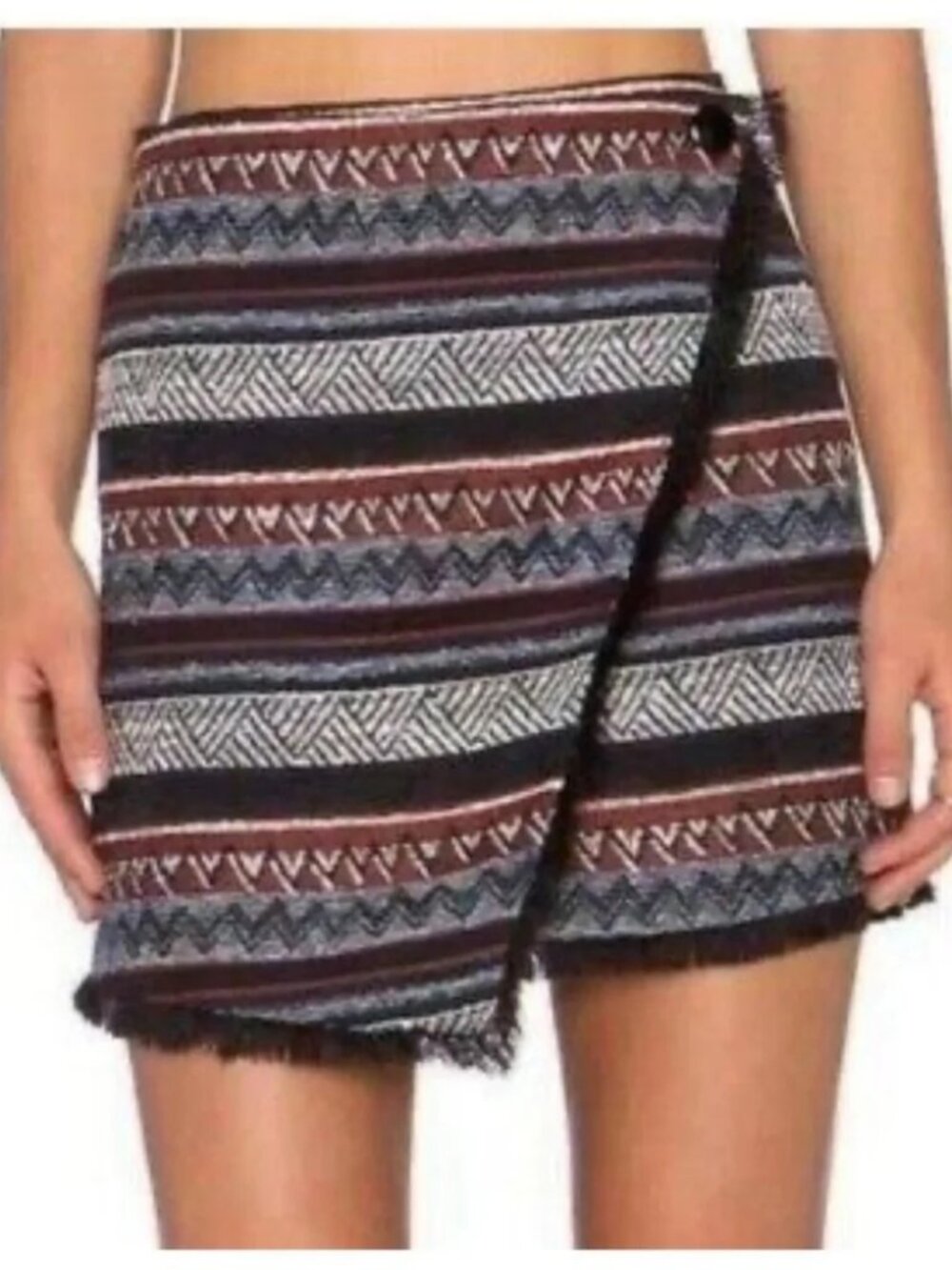 Sam Edelman Aztec Southwest Tweed Wrap Mini Skirt Prarie Dreamer Boho Size 6